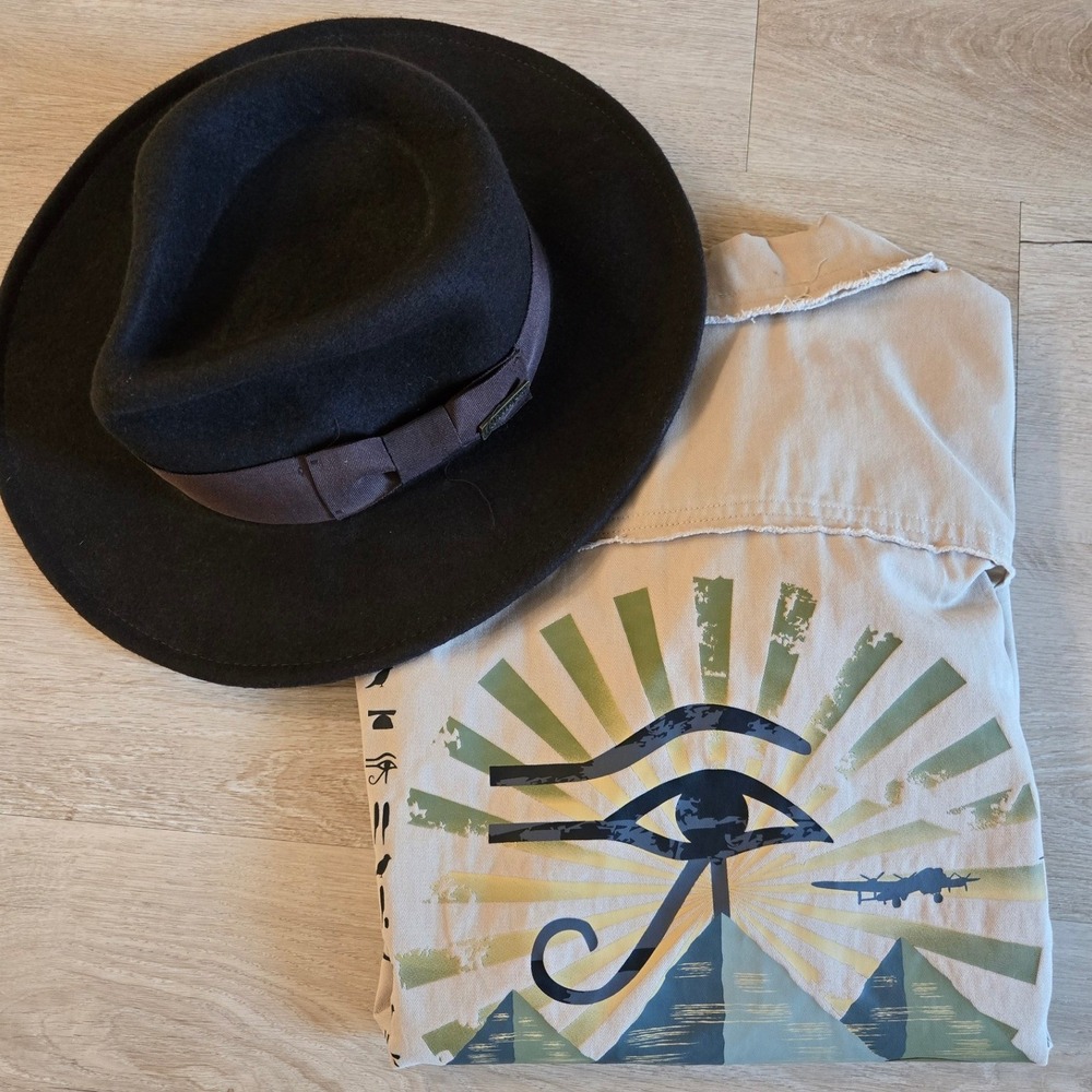 Indiana Jones Expert of the Occult Tan Button Down Shirt Mens XL with Hat